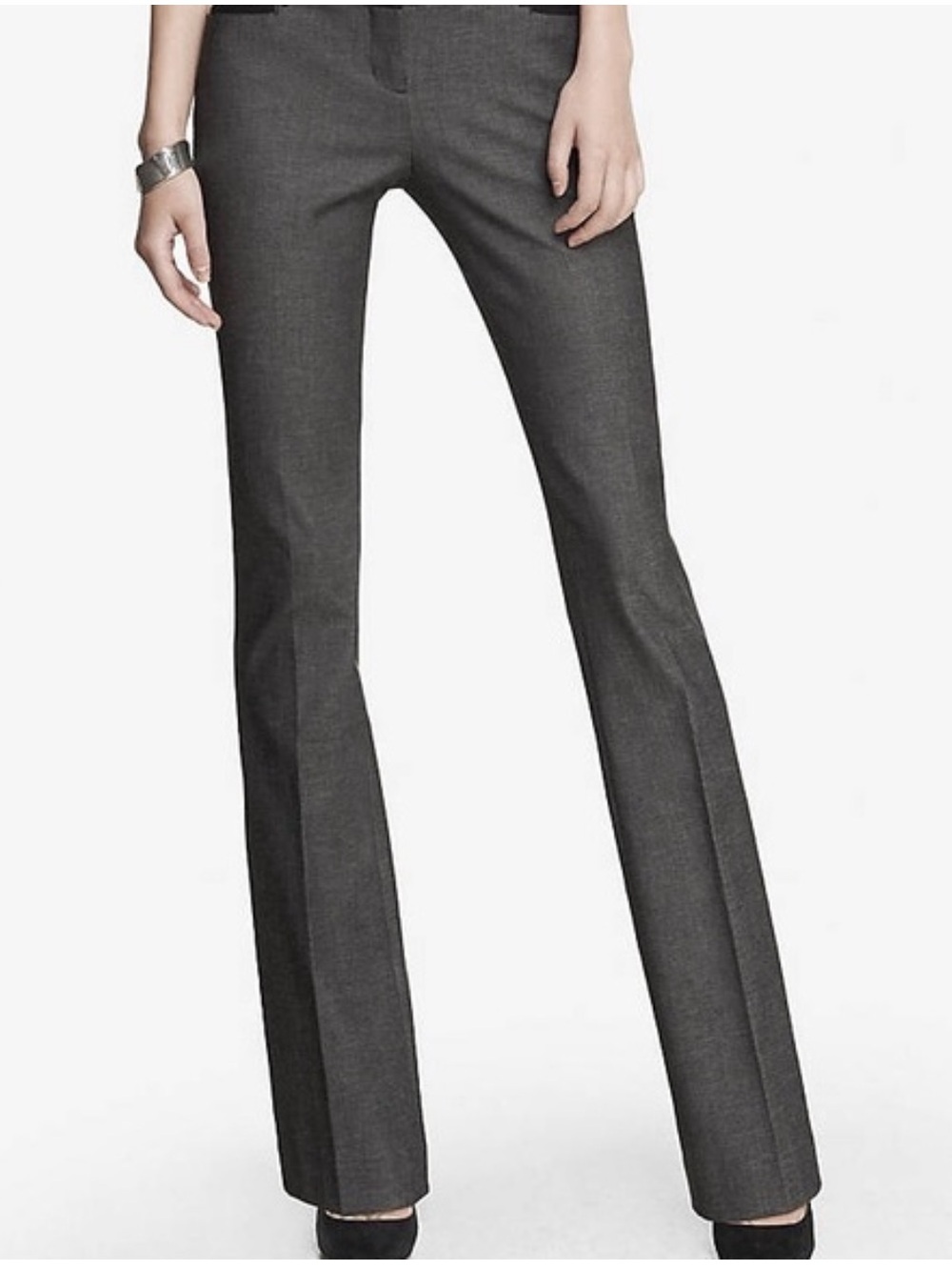 Express Women's Barely Boot Cut Dress Pants - Charcoal Gray